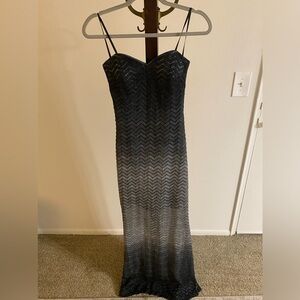 BETSY&ADAM Women's Black Grey Ombre Glitter Cocktail maxi dress